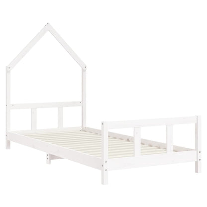Kids Bed Frame White Single Solid Wood Pine