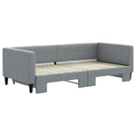 Daybed with Trundle Light Grey Fabric Single Size