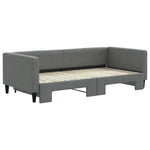 Daybed with Trundle and Drawers Dark Grey Fabric