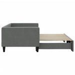 Daybed with Trundle and Drawers Dark Grey Fabric