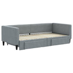 Daybed with Trundle and Drawers Light Grey Fabric