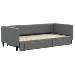 Daybed with Trundle and Drawers Dark Grey Fabric