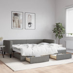 Daybed with Trundle and Drawers Dark Grey Fabric