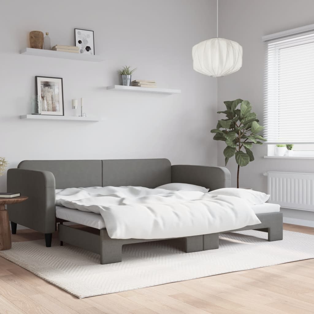 Daybed with Trundle Dark Grey Single Size