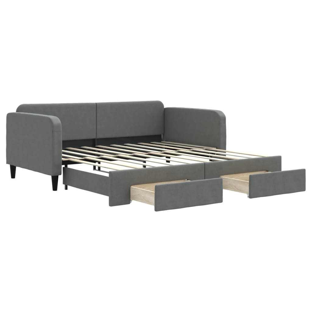 Daybed with Trundle Dark Grey Single Size
