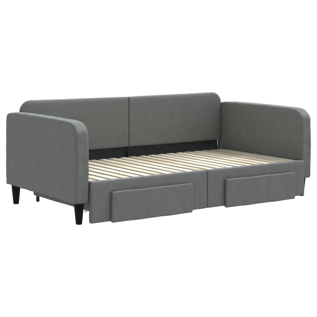 Daybed with Trundle Dark Grey Single Size