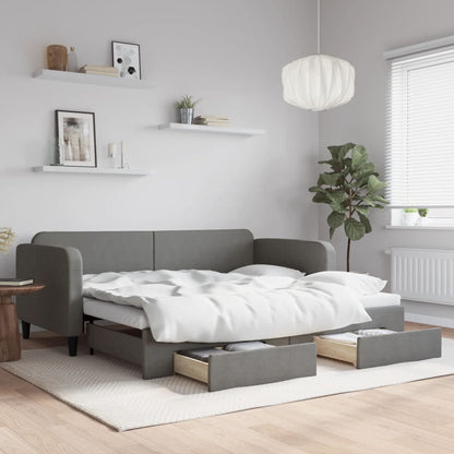 Daybed with Trundle Dark Grey Single Size