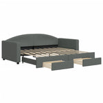 Single Daybed in Dark Grey with Trundle and Under-Bed Drawers