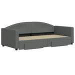 Single Daybed in Dark Grey with Trundle and Under-Bed Drawers