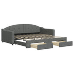 Dark Grey Daybed with Trundle and Storage Drawers for Single Mattress