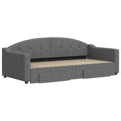Dark Grey Daybed with Trundle and Storage Drawers for Single Mattress