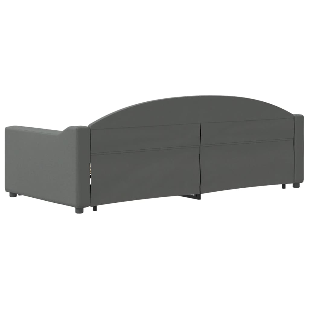 Dark Grey Daybed with Trundle and Storage Drawers for Single Mattress