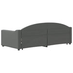 Dark Grey Daybed with Trundle and Storage Drawers for Single Mattress