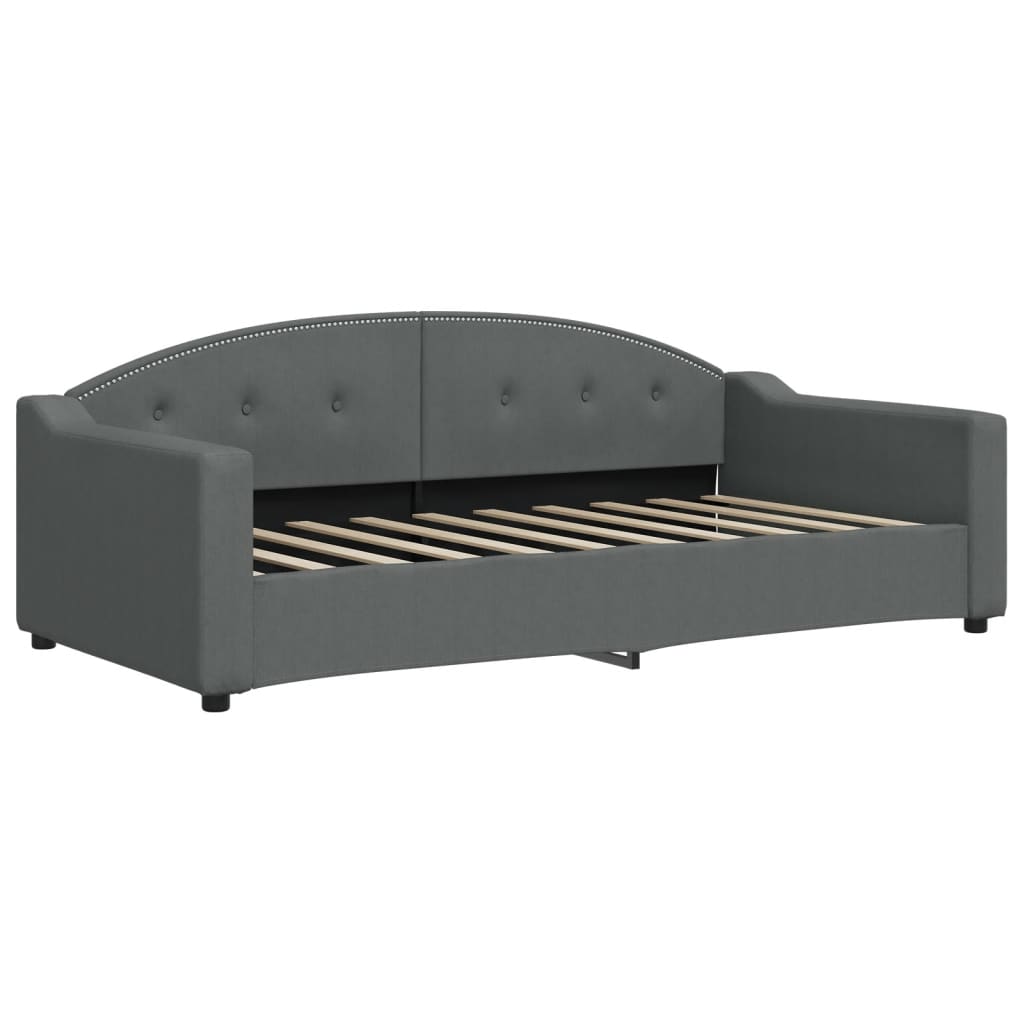 Dark Grey Daybed with Trundle and Storage Drawers for Single Mattress