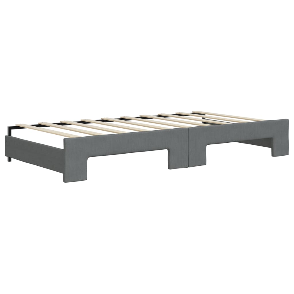 Dark Grey Daybed with Trundle and Storage Drawers for Single Mattress