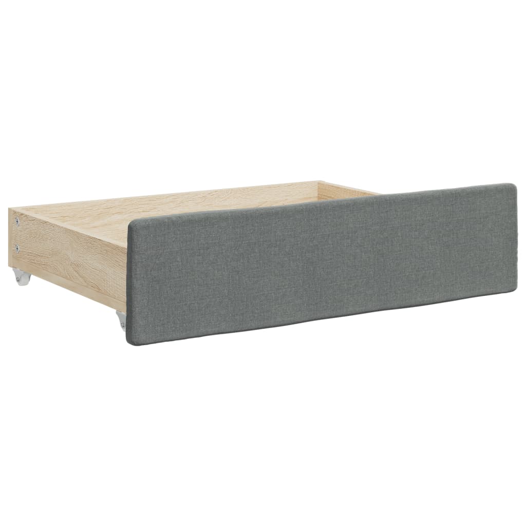 Dark Grey Daybed with Trundle and Storage Drawers for Single Mattress