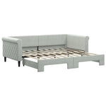 Daybed with Trundle Light Grey Velvet