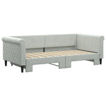 Daybed with Trundle Light Grey Velvet