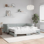 Daybed with Trundle Light Grey Velvet