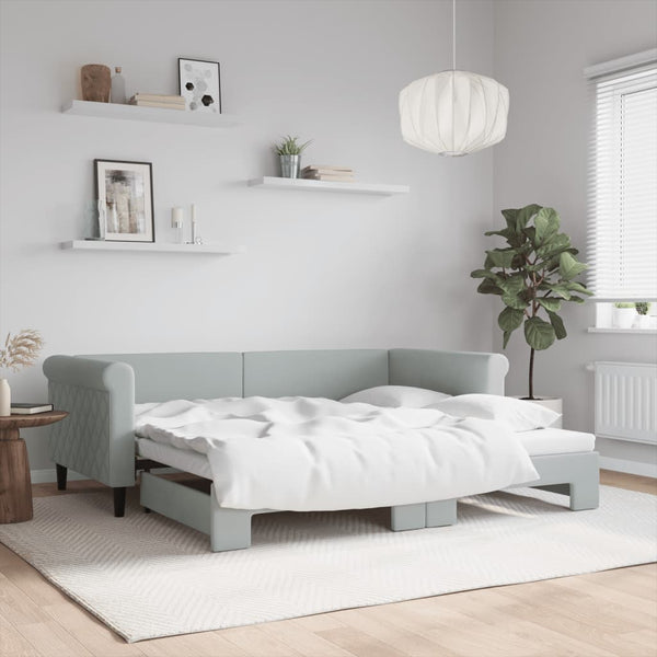  Daybed with Trundle Light Grey Velvet