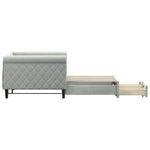 Light Grey Daybed with Trundle and Drawers Velvet Solid Wood Convertible Bed
