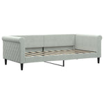 Light Grey Daybed with Trundle and Drawers Velvet Solid Wood Convertible Bed