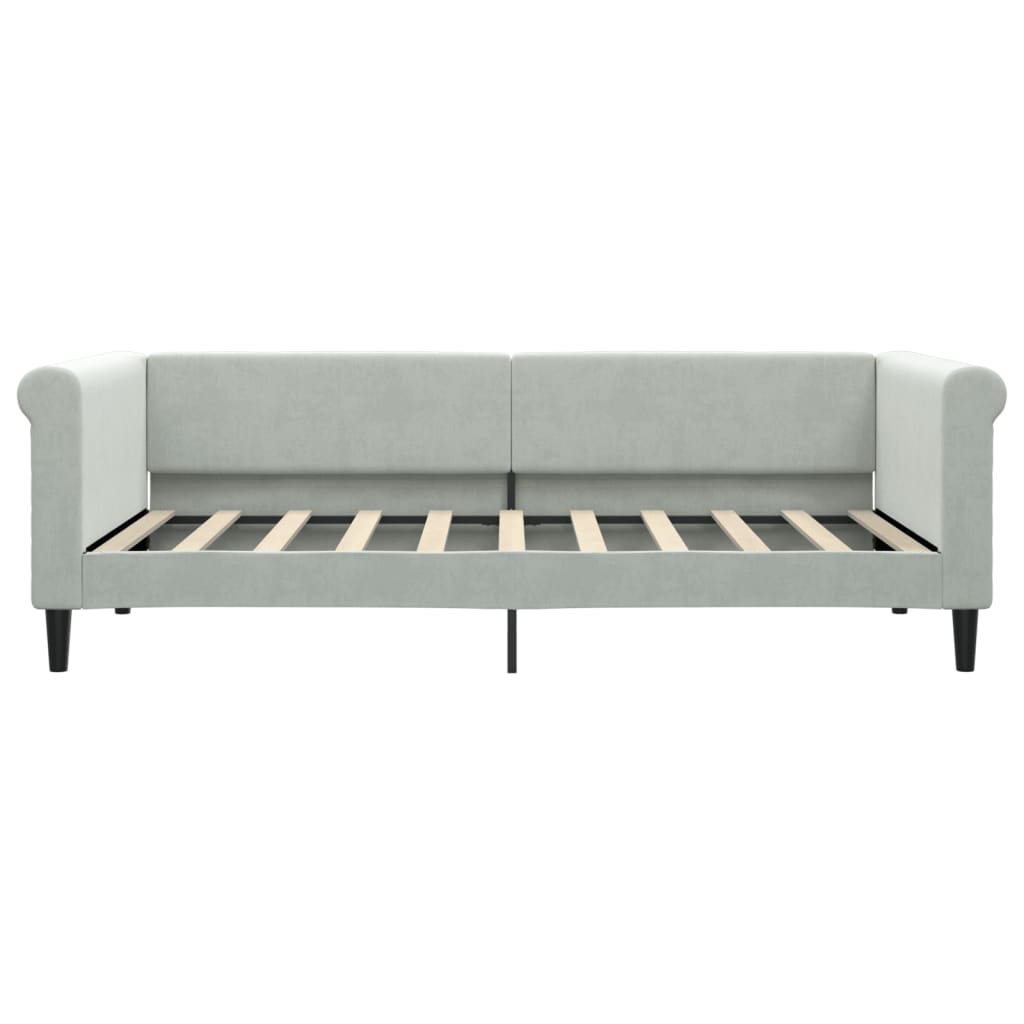 Light Grey Daybed with Trundle and Drawers Velvet Solid Wood Convertible Bed