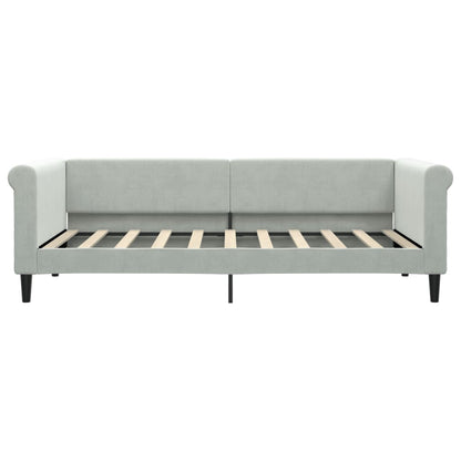 Light Grey Daybed with Trundle and Drawers Velvet Solid Wood Convertible Bed