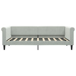 Light Grey Daybed with Trundle and Drawers Velvet Solid Wood Convertible Bed