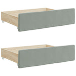 Light Grey Daybed with Trundle and Drawers Velvet Solid Wood Convertible Bed