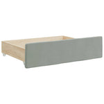 Light Grey Daybed with Trundle and Drawers Velvet Solid Wood Convertible Bed