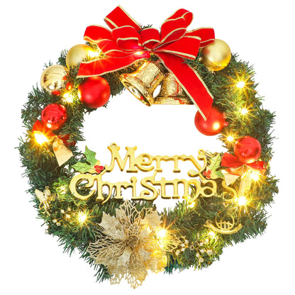 Christmas Wreath with 15 LEDs Green
