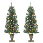 Artificial Christmas Trees 2 pcs 100 LEDs Green and White