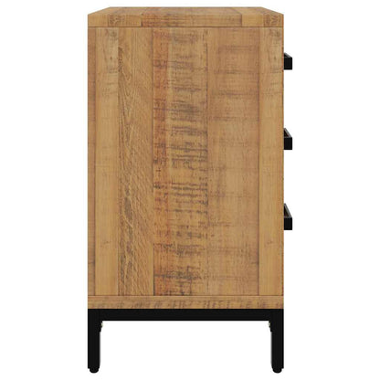 Solid Pinewood Bedside Cabinets 2 pcs 3-Drawer Side Tables with Metal Feet