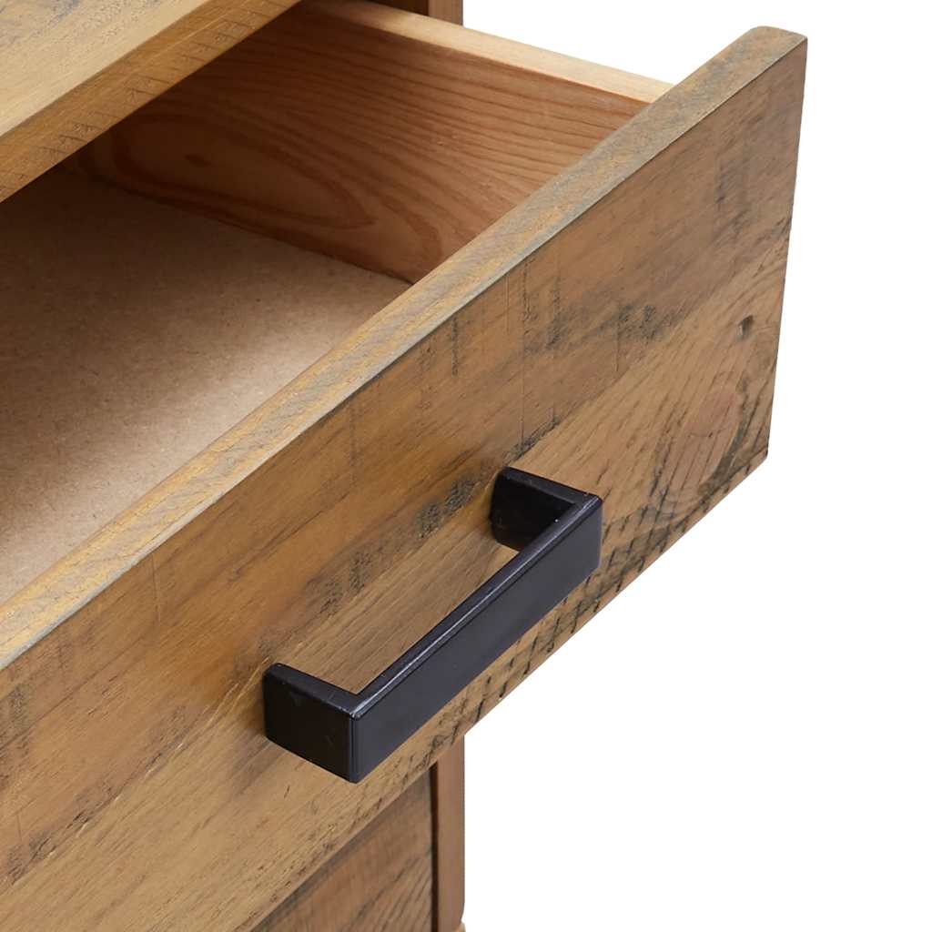 Solid Pinewood Bedside Cabinets 2 pcs 3-Drawer Side Tables with Metal Feet