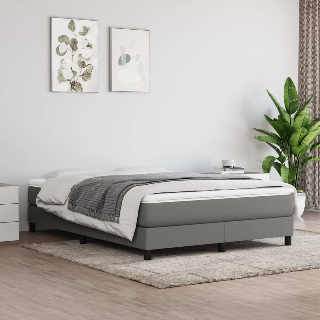 Dark Grey Fabric Box Spring Bed with Pocket Spring Mattress