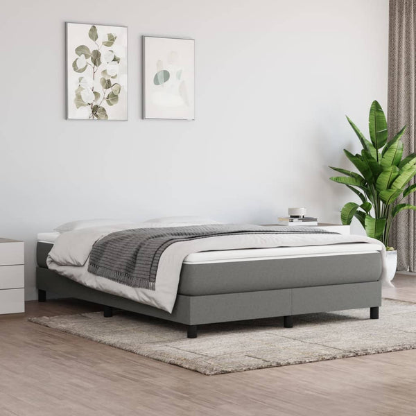  Dark Grey Fabric Box Spring Bed with Pocket Spring Mattress