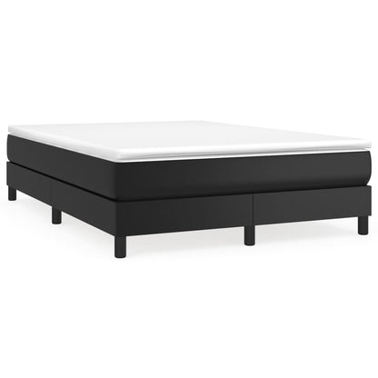Black Full Box Spring Bed with Faux Leather Mattress Pocket Spring Support