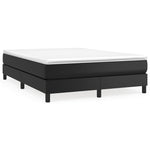 Black Full Box Spring Bed with Faux Leather Mattress Pocket Spring Support