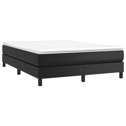 Black Full Box Spring Bed with Faux Leather Mattress Pocket Spring Support
