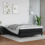 Black Full Box Spring Bed with Faux Leather Mattress Pocket Spring Support