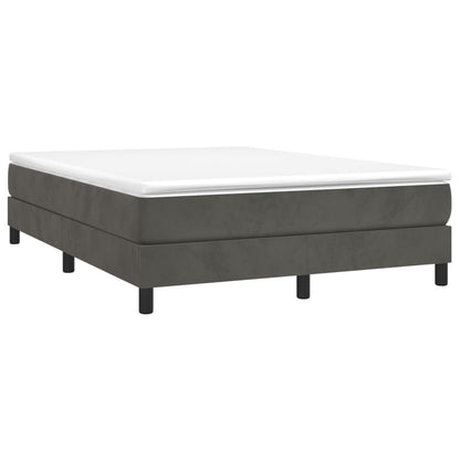 Dark Grey Velvet Box Spring Bed with Mattress Full Size Plywood Slatted Base