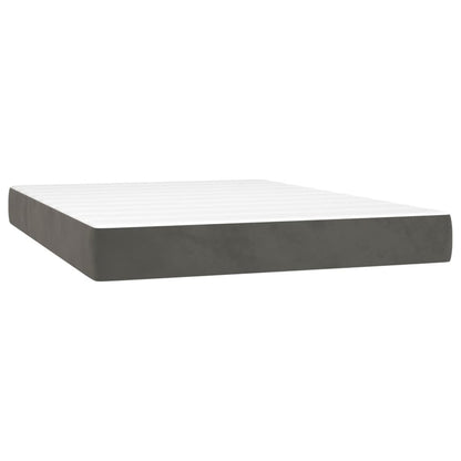 Dark Grey Velvet Box Spring Bed with Mattress Full Size Plywood Slatted Base