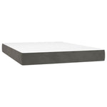 Dark Grey Velvet Box Spring Bed with Mattress Full Size Plywood Slatted Base