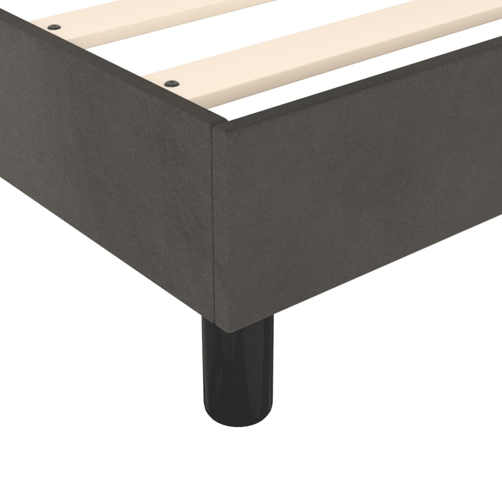 Dark Grey Velvet Box Spring Bed with Mattress Full Size Plywood Slatted Base