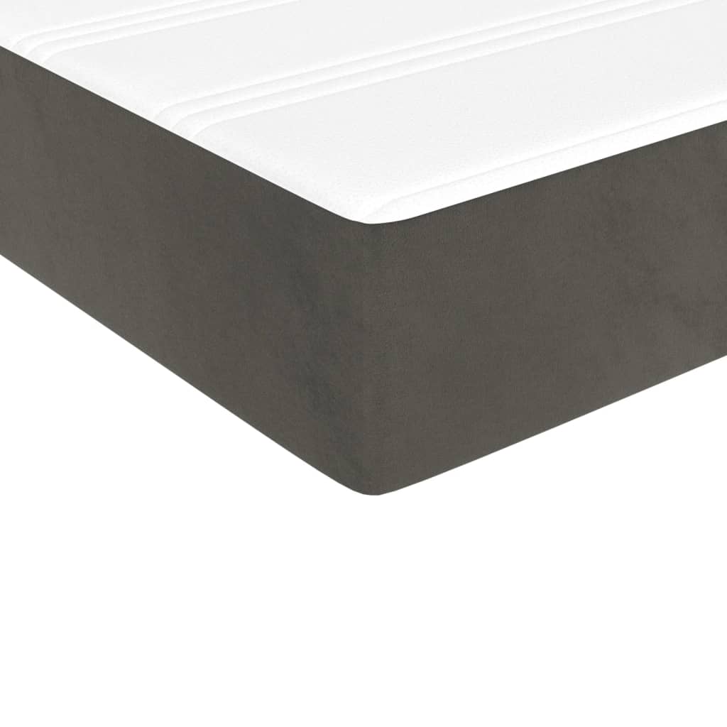 Dark Grey Velvet Box Spring Bed with Mattress Full Size Plywood Slatted Base