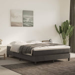 Dark Grey Velvet Box Spring Bed with Mattress Full Size Plywood Slatted Base