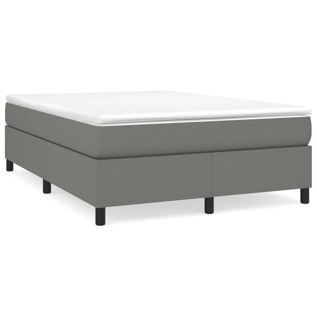 Dark Grey Double Box Spring Bed with Mattress Fabric Pocket Spring Support