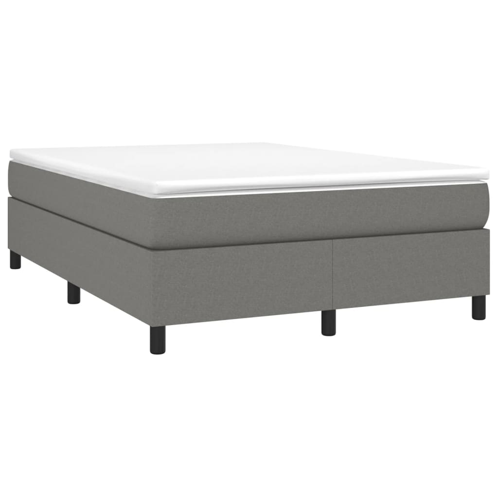 Dark Grey Double Box Spring Bed with Mattress Fabric Pocket Spring Support