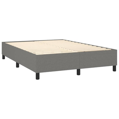 Dark Grey Double Box Spring Bed with Mattress Fabric Pocket Spring Support